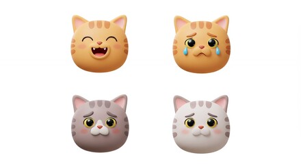 Obraz premium Cute cartoon cat faces
