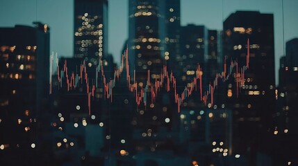 Analyzing financial trends in urban cityscape data visualization evening aerial view economic insights
