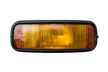 A rectangular amber vehicle side marker light with a ribbed lens and black trim.