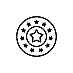 Simple Black Star Emblem with Stars in a Circle on White Background