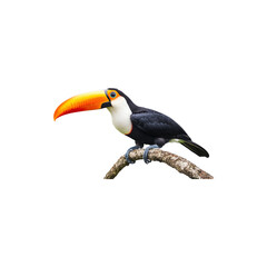  Colorful tropical toucan bird with large beak isolated on white background