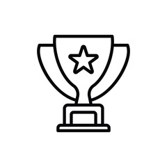 Trophy Black Outline with Star Symbolizing Achievement, Success, and Recognition