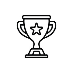 Minimalist Black and White Trophy with Star Symbol on White Background