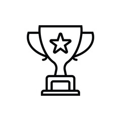 Outline Trophy with Star Minimalist Black and White Icon
