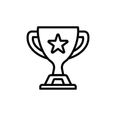Simple Black and White Trophy with Star Icon Illustration