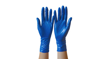 Obraz premium Blue hand-painted silhouette with fingers, a symbol of care and love on white background.