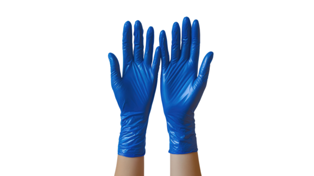 Blue hand-painted silhouette with fingers, a symbol of care and love on white background.