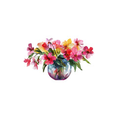 Colorful bouquet of flowers with mixed fresh blooms isolated on white background