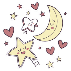 Mini Doodle Pack Sticker Set – Playful Stars, Hearts & Moons for Journals, Planners & DIY Crafts (Cute Hand-Drawn Aesthetic)