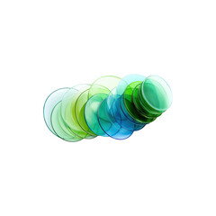 Stacked circular discs in varying gradient shades and smooth layers isolated on white background