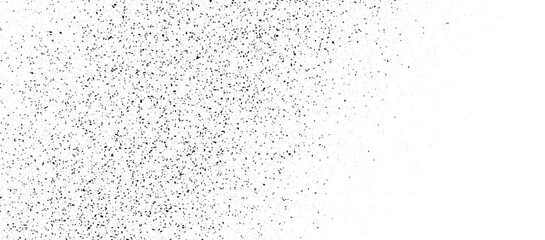 Black stippled halftone gradient texture. Grunge dotted noise background. Black gritty splattered sand overlay. Curved distressed sprayed dot work grain with specks, dust, dots, speckles