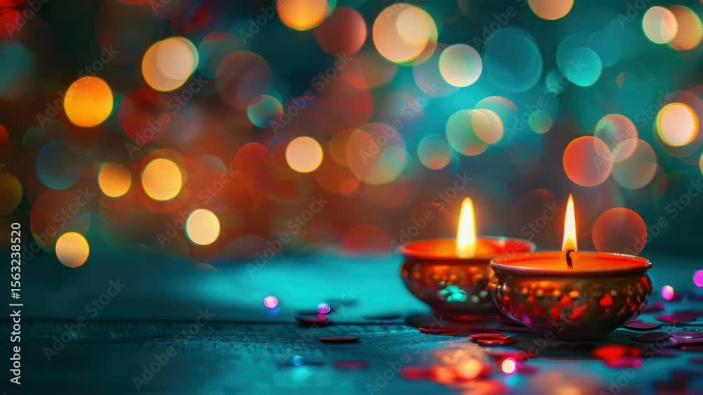 Poster a pair of candles placed on a table with a warm glow