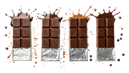 Chocolate bars in chocolate splash PNG Image