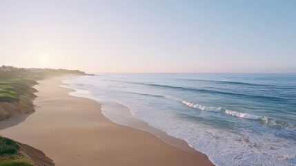 Fototapeta premium Sand dunes partially covered by mist, creating an ethereal atmosphere for upscale branding projects
