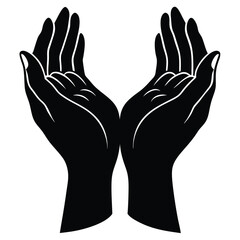 Black hands cupping empty space open white