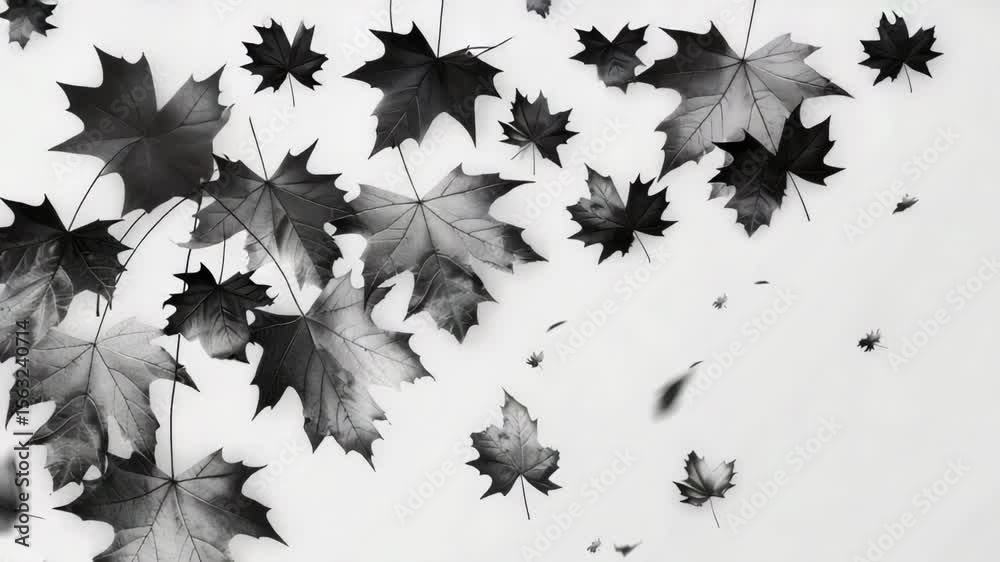 Poster a photo of a collection of leaves in shades of gray, suitable for use as a background or texture