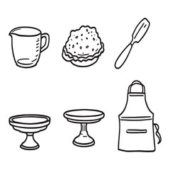 simple line art illustration of baking and pastry process