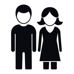 Simple Black and White Icon of Man and Woman Standing Side by Side