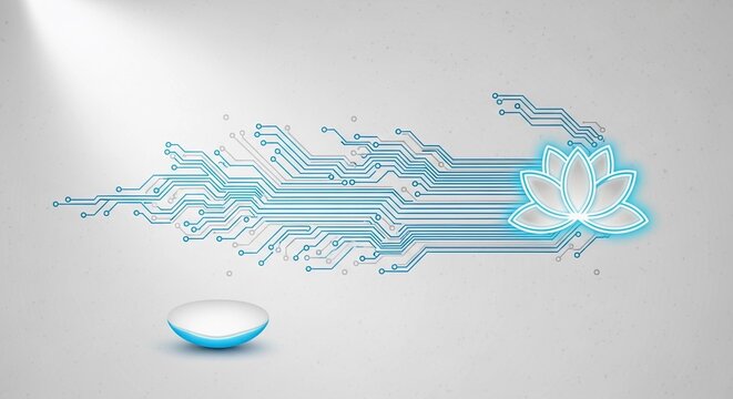 Abstract Technology Lotus Flower Design Circuit Board Background