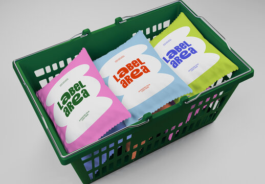 Basket with Snacks Mockup