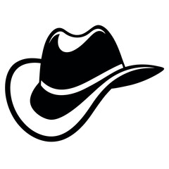 Iconic Black and White Cowboy Hat Illustration Western Style Apparel Element