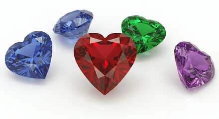 Fototapeta premium Heart shaped gemstones colorful gemstone display