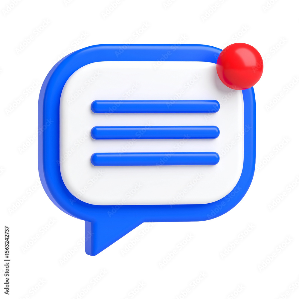 Fototapete notification bubble: this dynamic 3d rendering showcases a vibrant blue speech bubble adorned with a