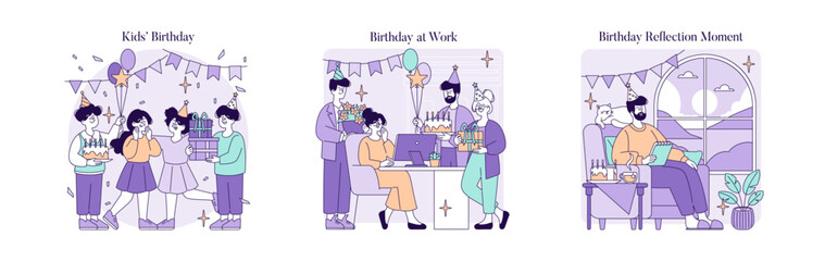 Celebratory Moments in Vector Illustrations