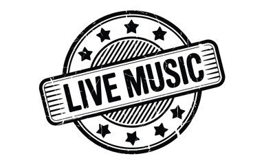 Black and White Live Music Stamp with Stars and Stripes