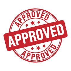Red Approved Stamp with Stars Isolated on White Background