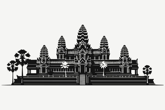 Angkor Wat Temple in Cambodia silhouette