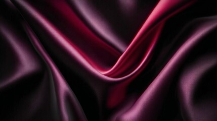 Obraz premium Elegant Dark Purple and Red Silk Satin Fabric Background with Luxurious Drapes and Soft Texture