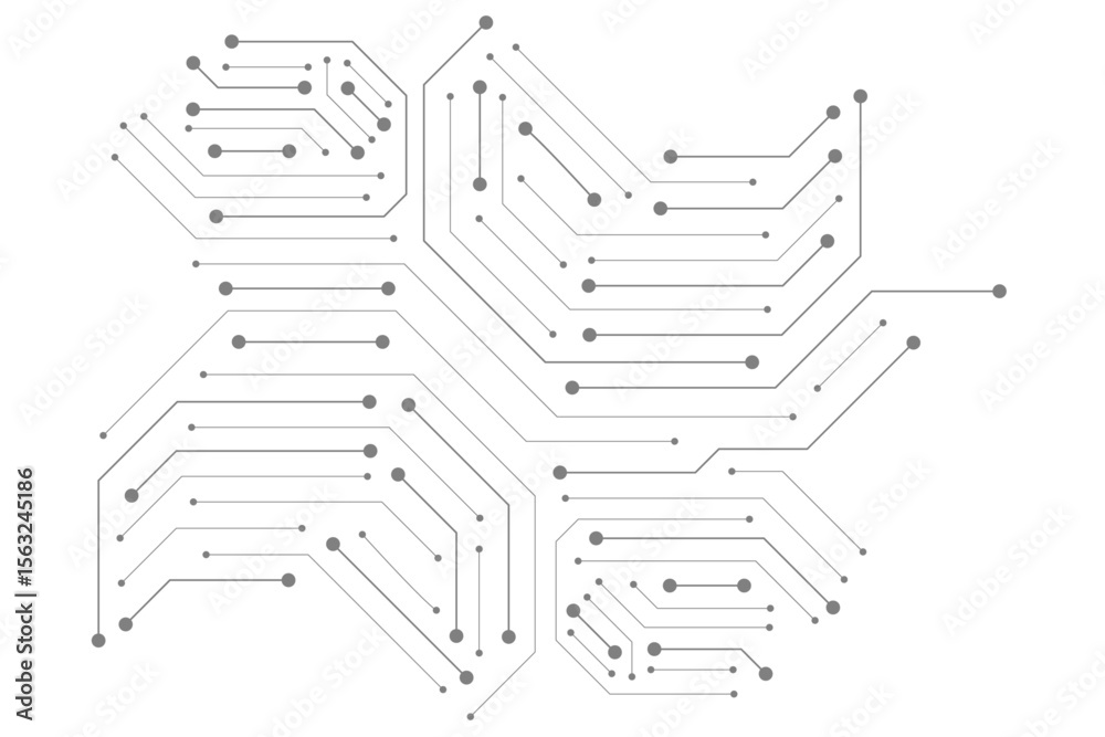 Aufkleber Computer communication cybernetic element. Circuit board vector illustration. High-tech technology background texture.