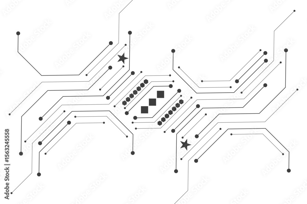 Aufkleber Computer communication cybernetic element. Circuit board vector illustration. High-tech technology background texture.