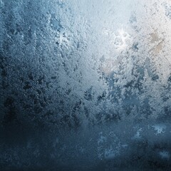 Frosted Glass Close-Up with Icy Patterns and Soft Light Effects