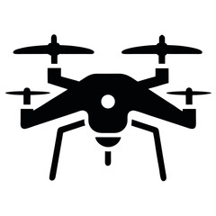 Black and White of a Quadcopter Drone with Four Rotors