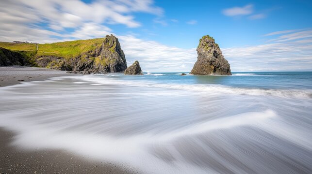 Long exposure technique captures fluid motion of wind-carved sand, enhancing dynamism