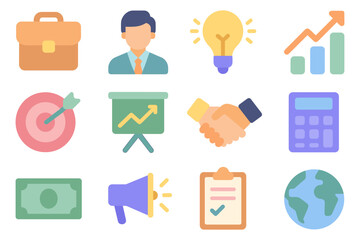 Business and marketing icon set vector illustration for infographics and presentations in flat style