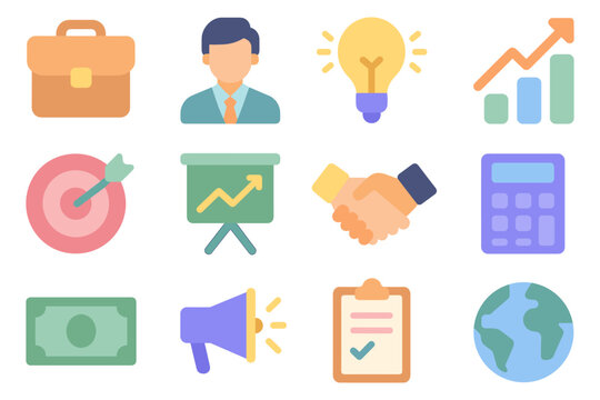 Business and marketing icon set vector illustration for infographics and presentations in flat style