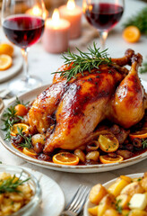 Whole duck with citrus glaze and golden skin