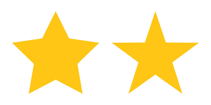 A collection of customer product review icons with two stars, featuring a flat icon with a yellow five-star rating for apps and websites. Represents quality, customer ratings