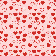 seamless pattern with red hearts romantic background for valentine day vector illustration