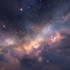 Vast Colorful Galaxy Full of Stars and Nebulae in Night Sky