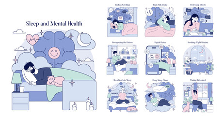 Sleep and Mental Health Vector Illustration Series