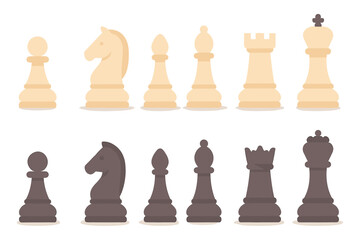 Chess pieces set vector illustration for game design in flat style