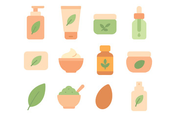 Organic skincare products vector illustration for natural beauty design in flat style