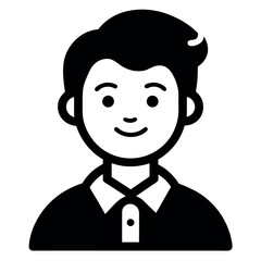 Black and White Illustration of a Man with Short Hair Wearing a Shirt