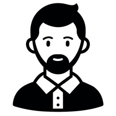 Obraz premium Man with Beard and Modern Hairstyle Wearing Shirt with Buttons Icon