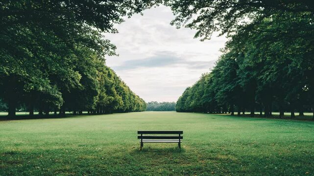 Park scene with trees and a bench