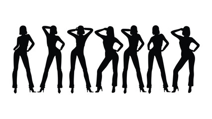 Fototapeta premium Female Fashion Models Silhouette Posing Together